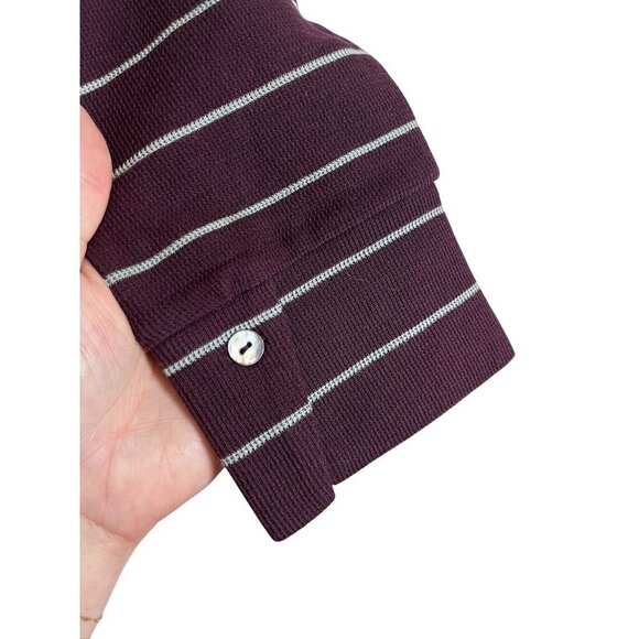 J Jill Striped Top M Maroon Ribbed Tunic Classic Resort Preppy - Picture 3 of 10